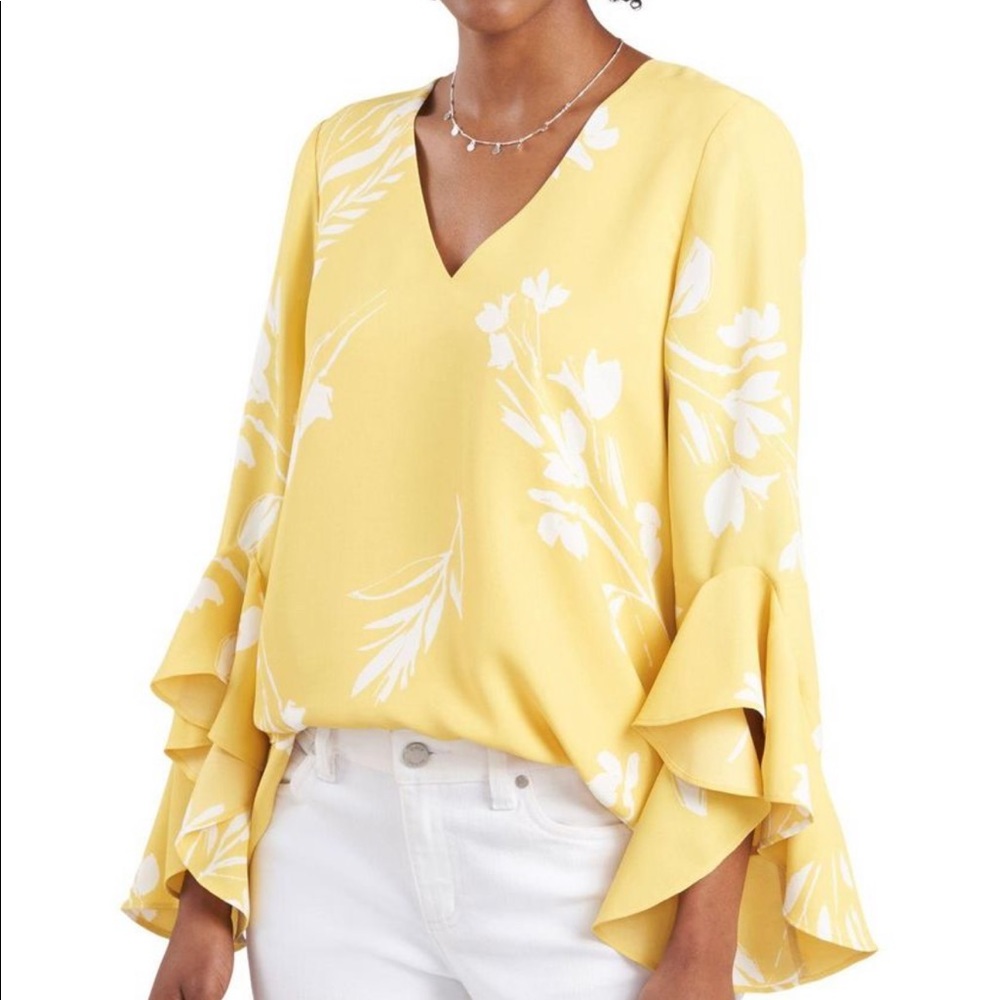Vince Camuto Yellow Floral Blouse